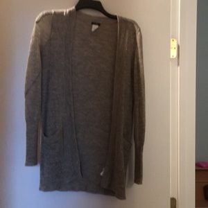 J Crew Silver metallic open front sweater